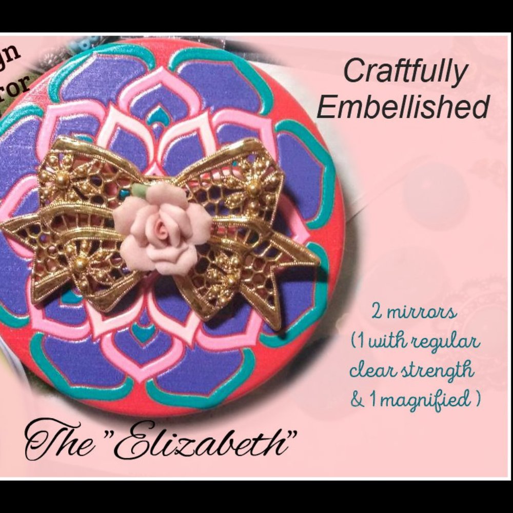 Embellished Jeweled Compact Makeup Mirror (cross-posted listing) - Picture 15 of 16